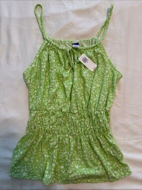 Old Navy Green Floral Spaghetti Strap Tank Top